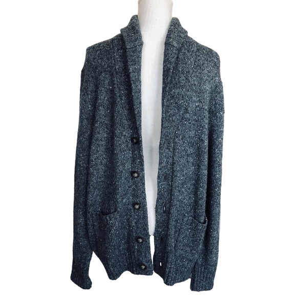 $10 NWOT HAGGAR Clothing Dark Gray Cardigan Sweater Big Buttons Wool Blend L - Picture 6 of 11